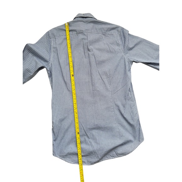 Pierre Cardin Mens Slim Fit Long Sleeve Dress Shirt Size 40 (M) Blue Pattern - Picture 12 of 16